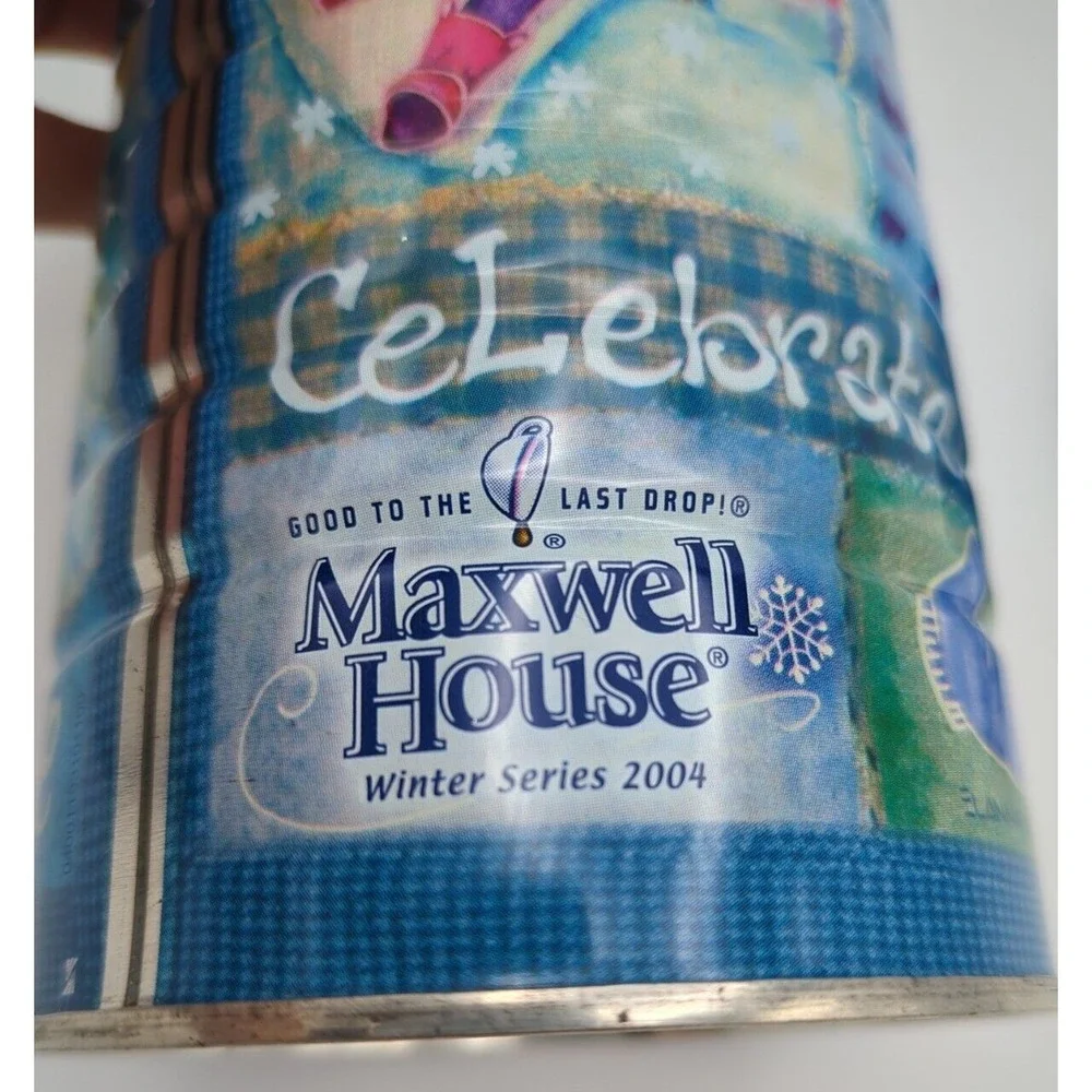 2004 Maxwell House Coffee Winter‎ Series Collectible Coffee Tin Blue Lid Vtg